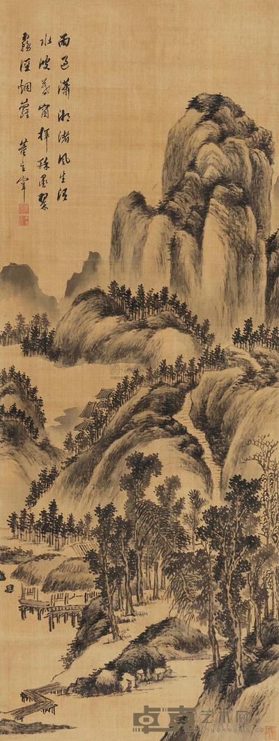 董其昌 山溪秋暮 立轴 128×48cm