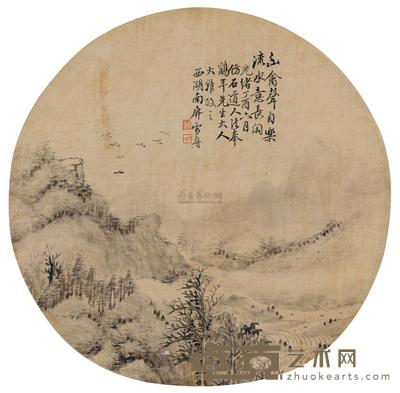 释雪舟 林壑清泉 圆光 直径26cm