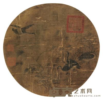 佚名 芦雁图 镜框 直径28cm