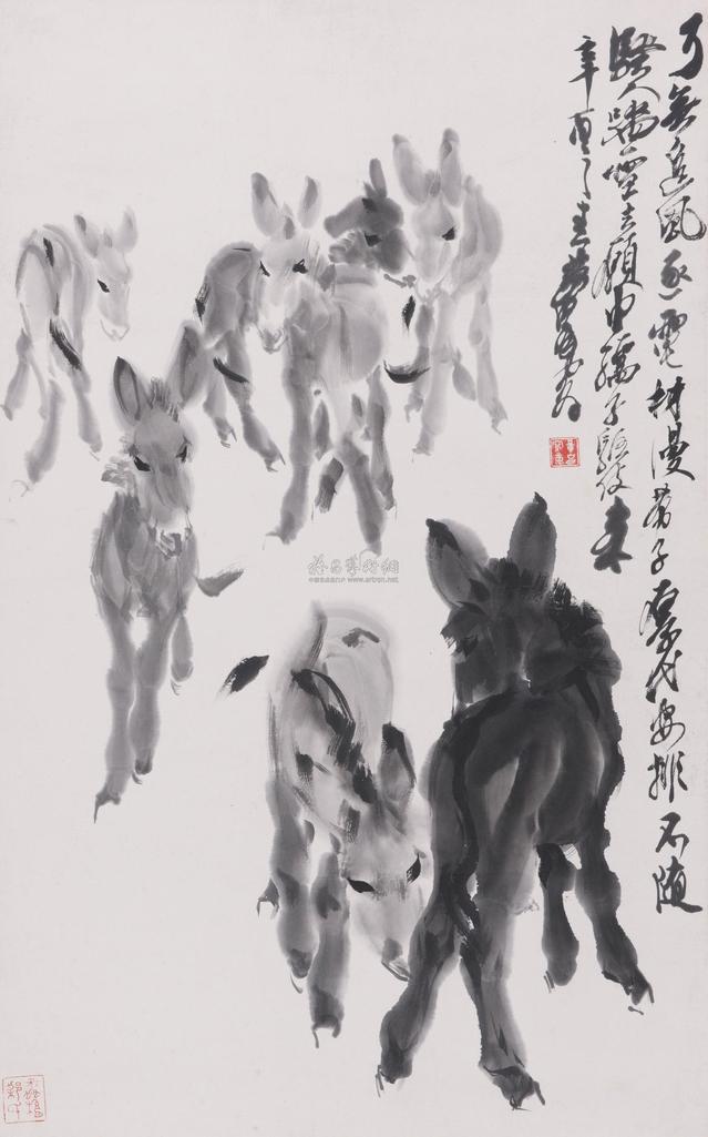 黄胄 群驴图 立轴
