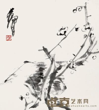 黄胄 墨梅 镜心 41×38cm