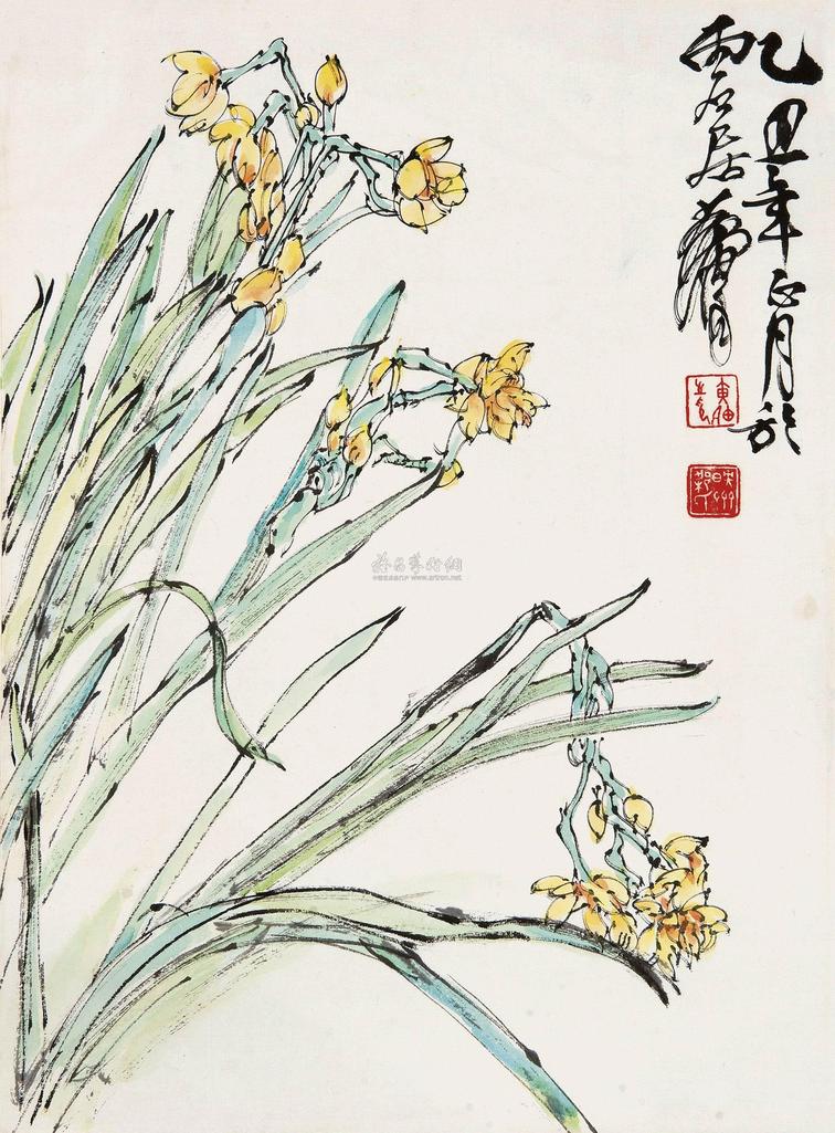 黄胄 花卉 镜心