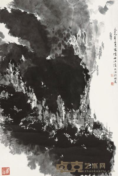 宋文治 江陵烟雨图 立轴 68×45cm