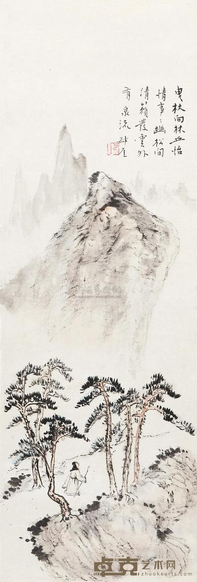 钱瘦铁 山水 立轴 71×24cm