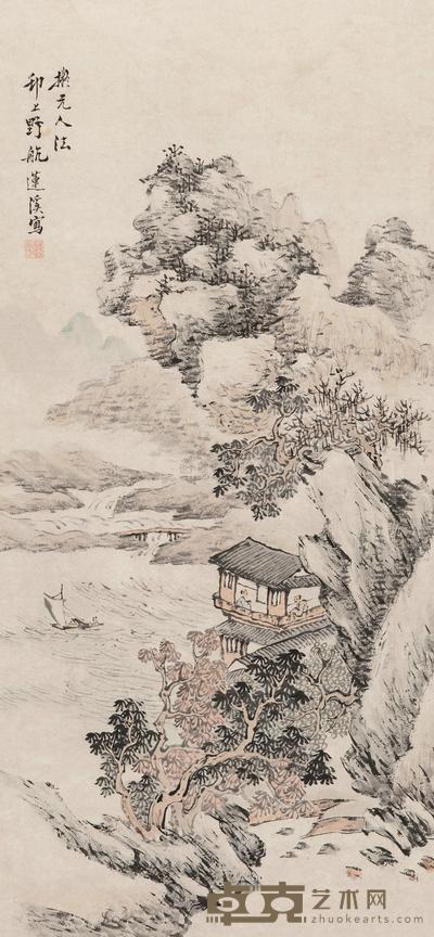 莲溪 村上野航 立轴 68×32cm