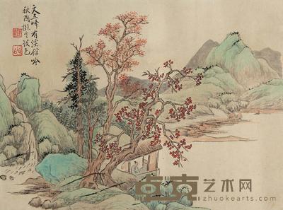 程庭鹭 红树青山 立轴 22×29cm