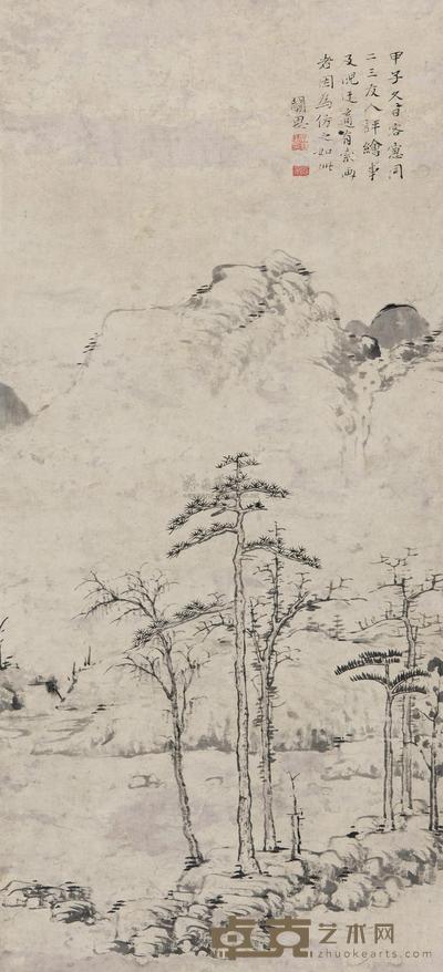 关思 仿倪云林山水 立轴 62×28cm