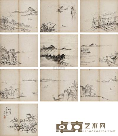 张之万 1879年作 山水册 册页 22×25cm×10