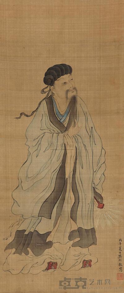 樊圻 1666年作 武侯像 立轴 66×28cm