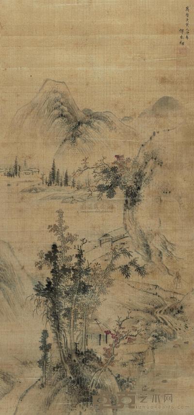 恽本初 秋山闲居图 立轴 120×56cm