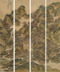 青绿通景山水