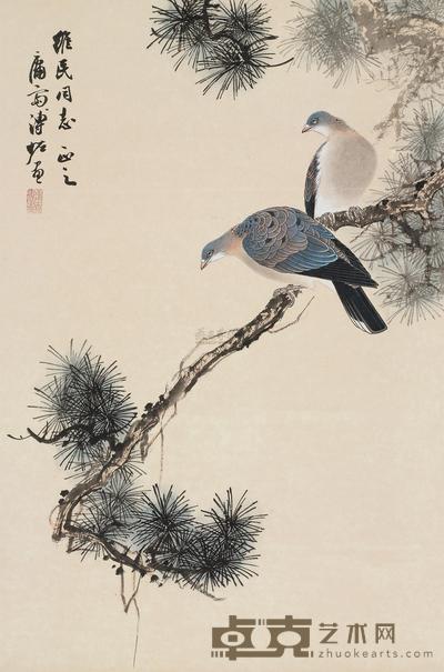 斑鸠双栖图