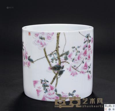 曾静 《风清蝶舞》笔筒