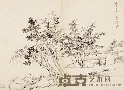 仿元人山水 