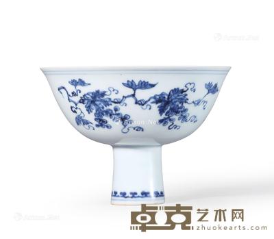 青花葡萄纹高足碗