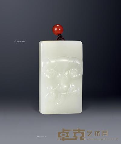 郭万龙 白玉雕大吉祥牌 