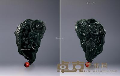 李东 青玉雕庄惠之交把件 
