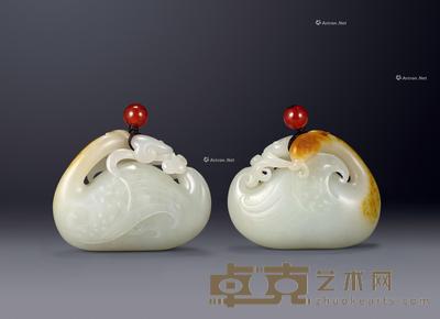 吴灶发 白玉雕鹅如意挂件 