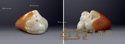 吴灶发 白玉雕两相依把件 
