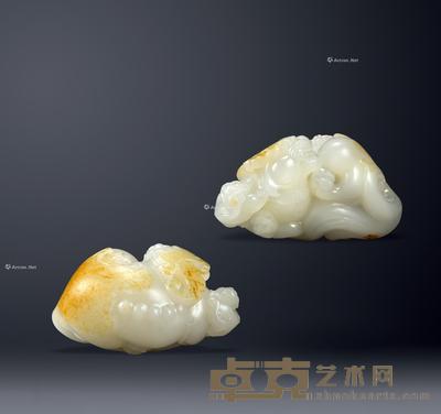黄杨洪 白玉雕携子上朝把件