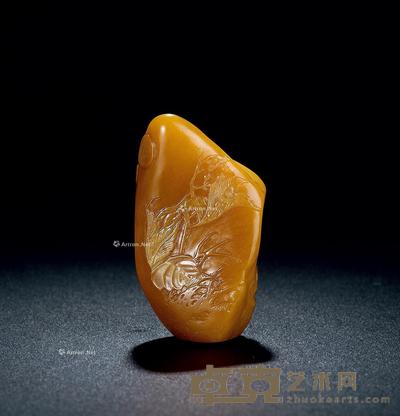 寿山田黄石薄意摆件