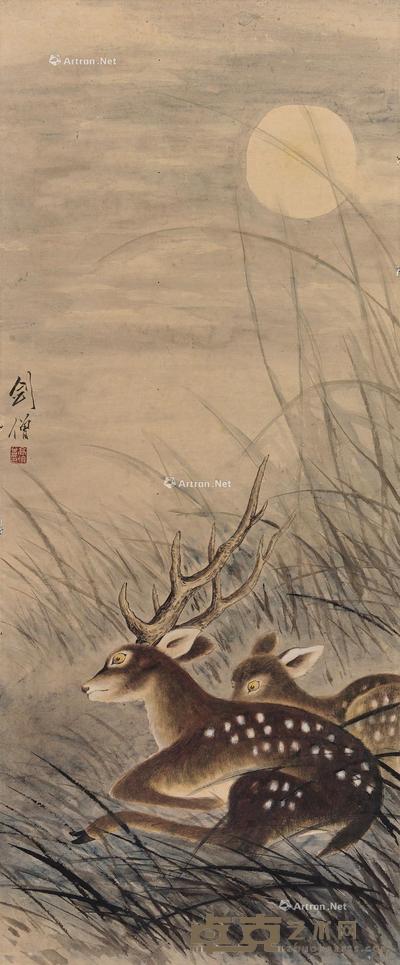 双鹿望月 