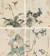 草虫花卉四屏