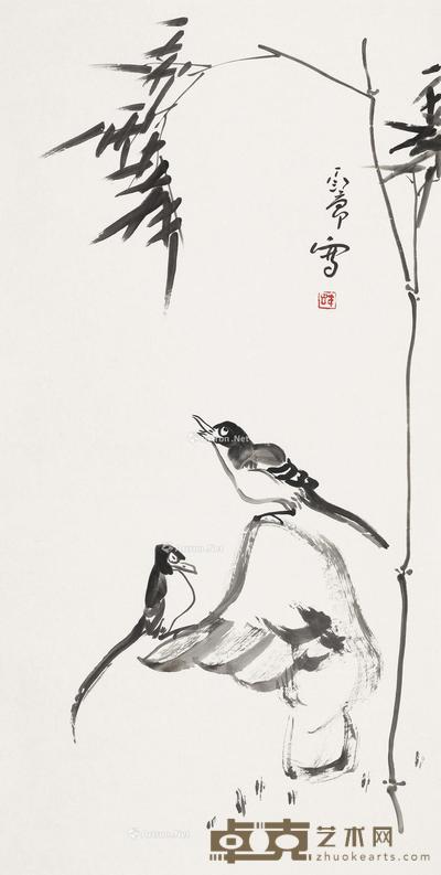 竹石双雀