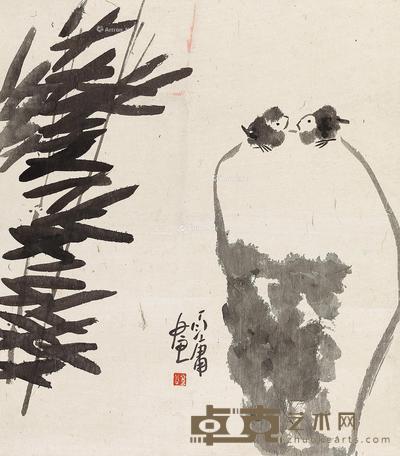 竹石双雀