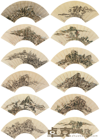 山水扇面