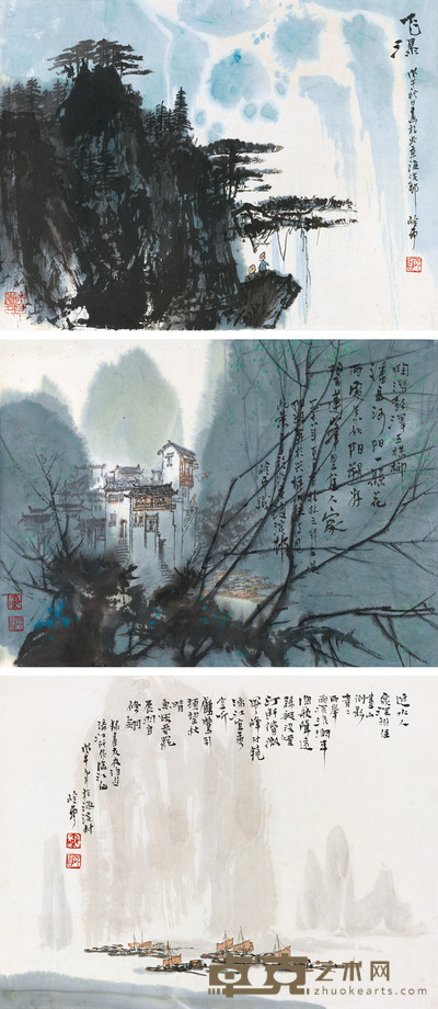 山居听瀑渔舟归