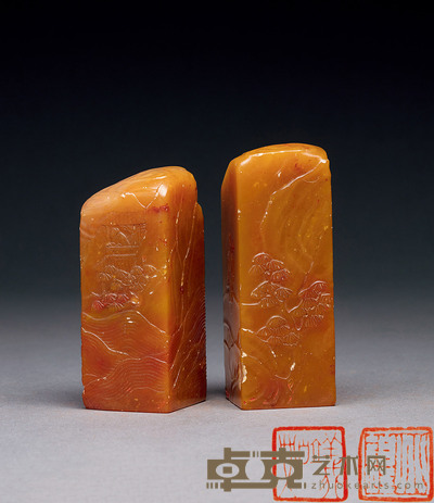寿山石薄意对章
