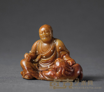 杨玉璇制 寿山石雕伏虎罗汉像