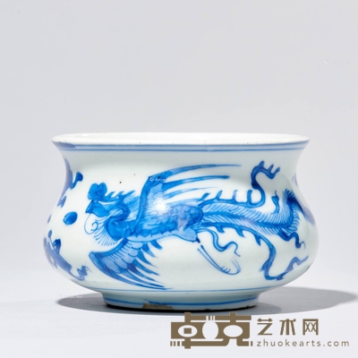 青花云凤纹香炉 