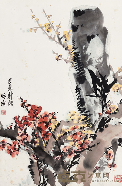 梅石图 