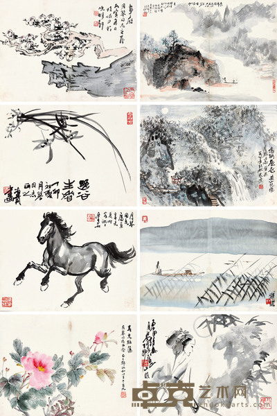 致月琴花鸟山水册