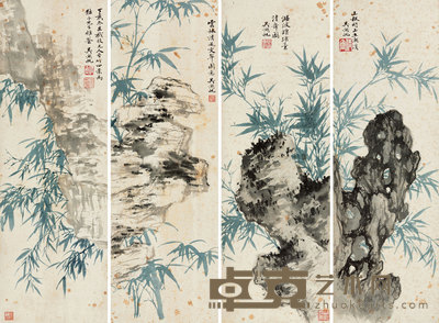 元人画竹四景