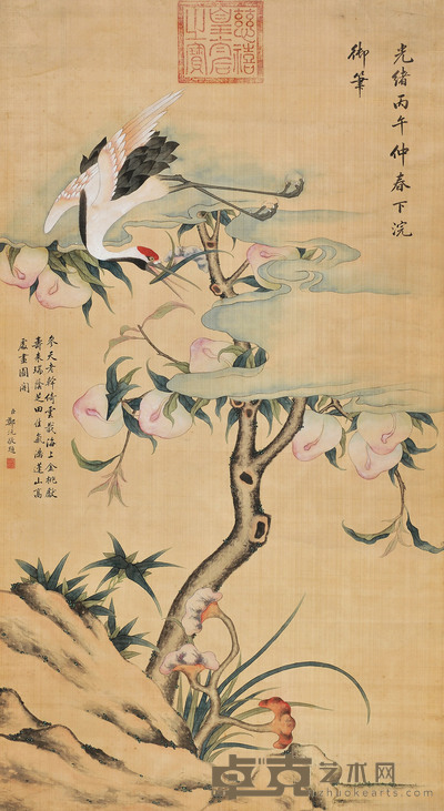 仙鹤寿桃图 