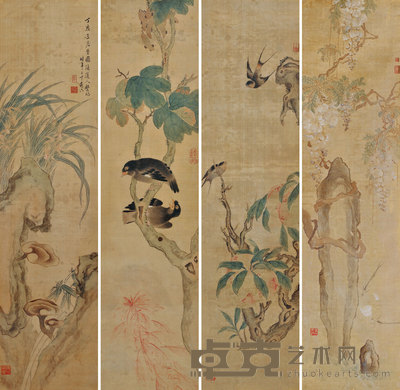 花卉四屏 