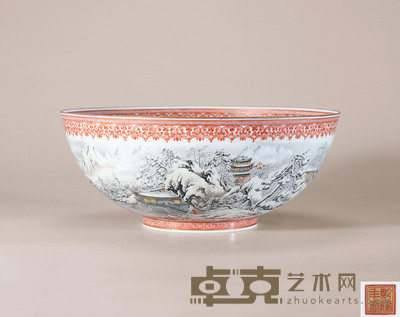 粉彩访友不遇薄胎碗