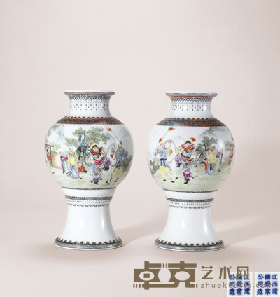 粉彩花木兰从军瓶