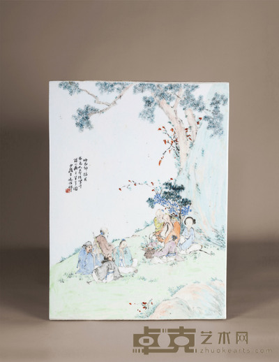 王少维 浅绛彩八仙人物瓷板 