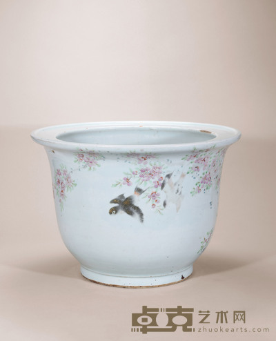 胡经生 浅绛彩花鸟花盆