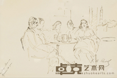 素描画作《咖啡馆》 