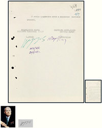 “苏联最高领导人”尼基塔·赫鲁晓夫（Nikita Khrushchev）亲笔签名文件