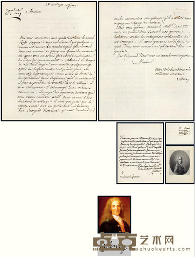 “法兰西思想之王”伏尔泰(Voltaire)亲笔信