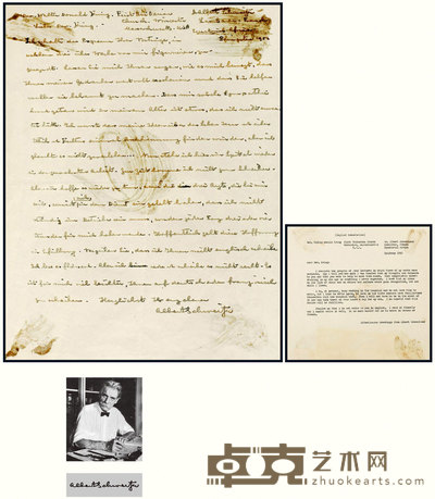 “非洲圣人”阿尔贝特·施韦泽（Albert Schweitzer）亲笔信 