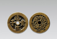 清“连生贵子”背“莲花”花钱一枚，直径：52.85mm，厚：4mm，上美品