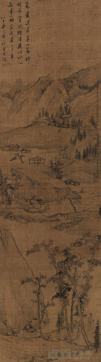秋林策杖