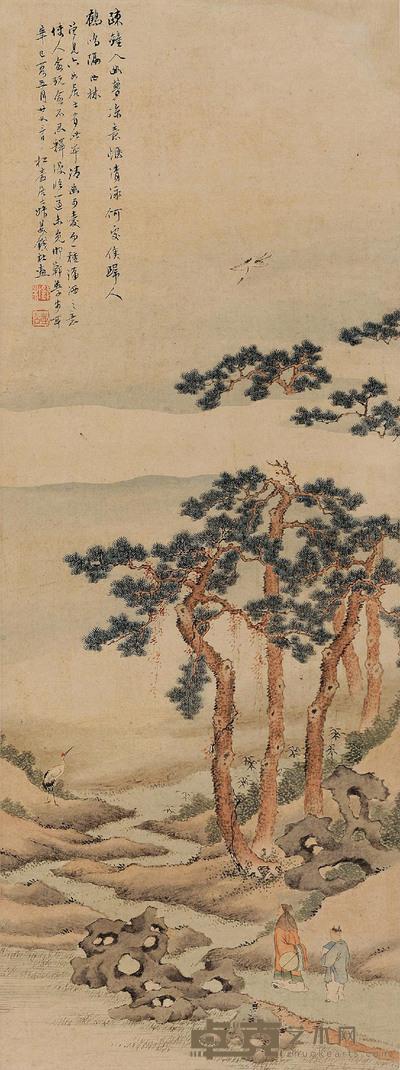 松溪访鹤图